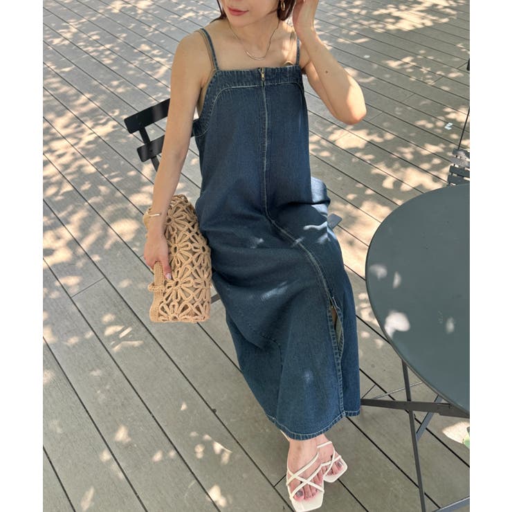 ブルー | 高身長さんも嬉しい♪LONGサイズ展開有 フロントジップデニムロングジャンバース… | Outfitter lab