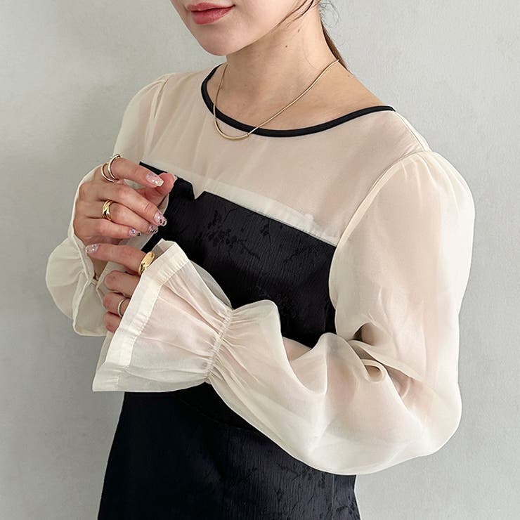 ジャガードシアースリーブロングドレス ロングワンピース パーティードレス | Outfitter lab | 詳細画像11 