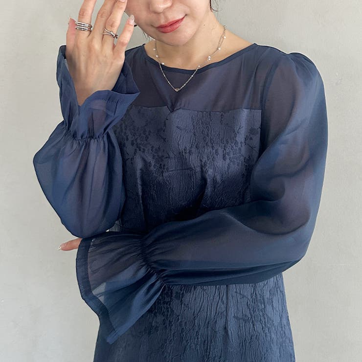 ジャガードシアースリーブロングドレス ロングワンピース パーティードレス | Outfitter lab | 詳細画像24 