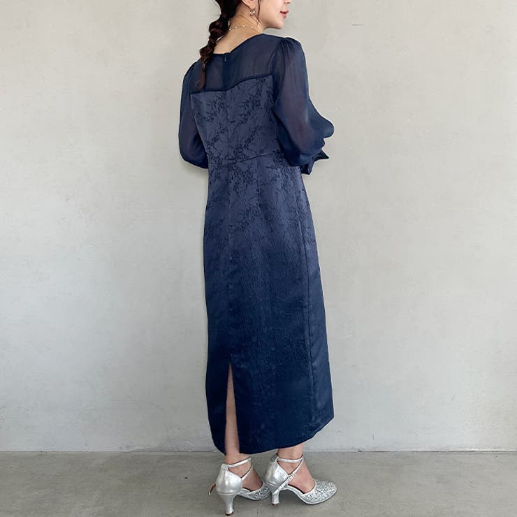 ジャガードシアースリーブロングドレス ロングワンピース パーティードレス | Outfitter lab | 詳細画像26 