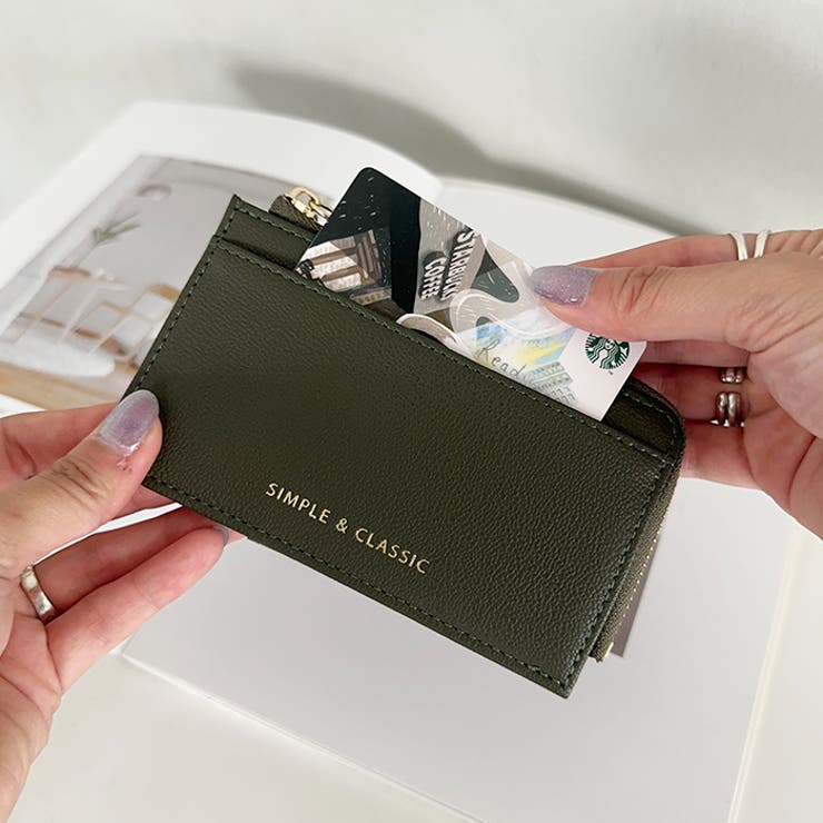L字ファスナーPU薄型 シンプルデザイン カードケース/ミニ財布