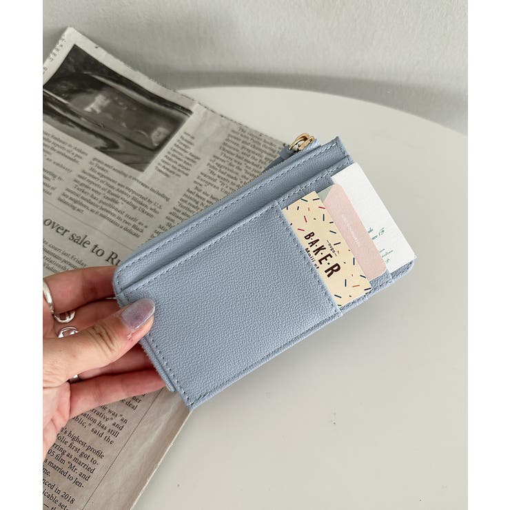 ブルー | L字ファスナーPU薄型 シンプルデザイン カードケース/ミニ財布 | Outfitter lab