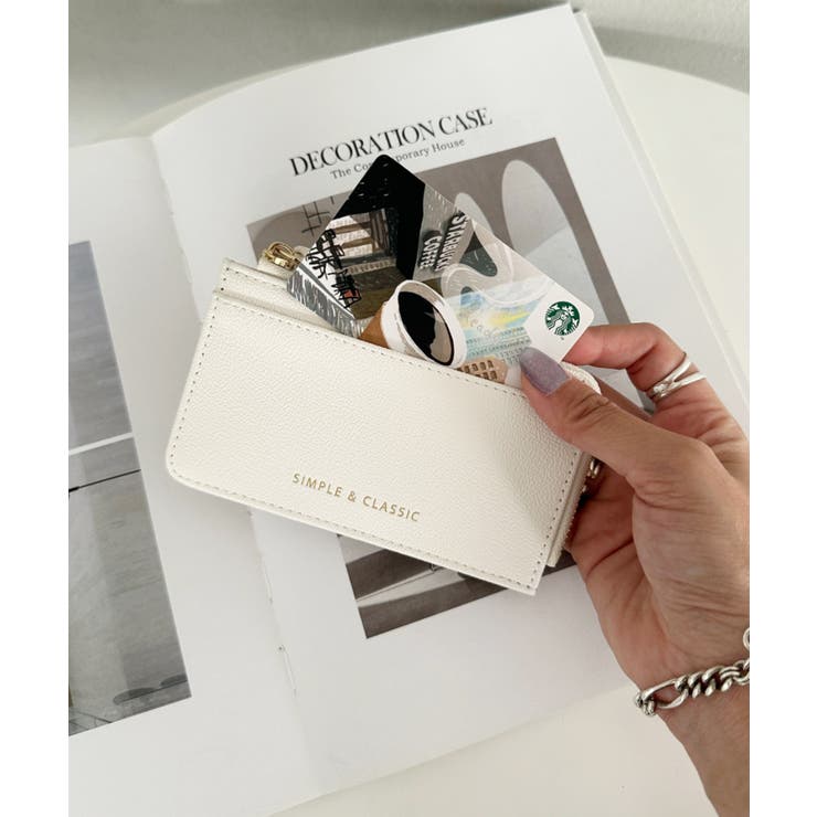 アイボリー | L字ファスナーPU薄型 シンプルデザイン カードケース/ミニ財布 | Outfitter lab