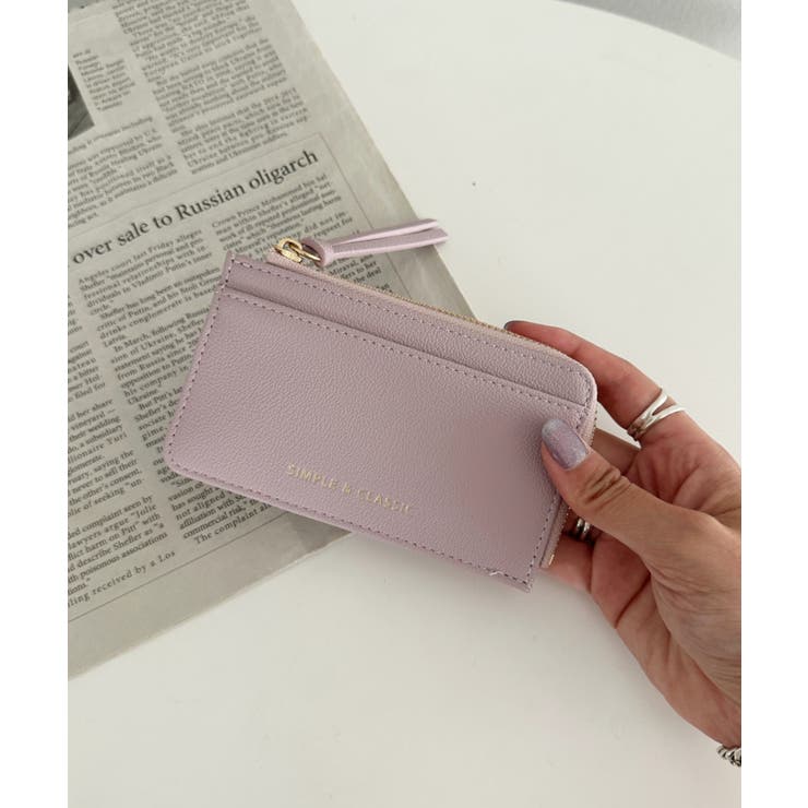 パープル | L字ファスナーPU薄型 シンプルデザイン カードケース/ミニ財布 | Outfitter lab