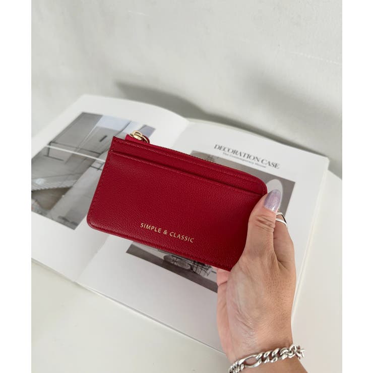 レッド | L字ファスナーPU薄型 シンプルデザイン カードケース/ミニ財布 | Outfitter lab