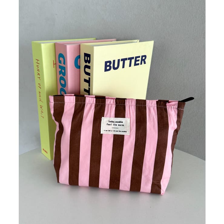ピンク | ストライプ大容量ポーチ | Outfitter lab