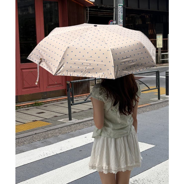 ベージュ | 7色展開【晴雨兼用】ドット折り畳み傘 | Outfitter lab