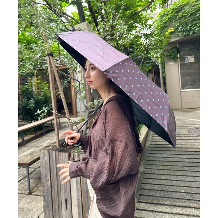 ダークブラウン | 7色展開【晴雨兼用】ドット折り畳み傘 | Outfitter lab