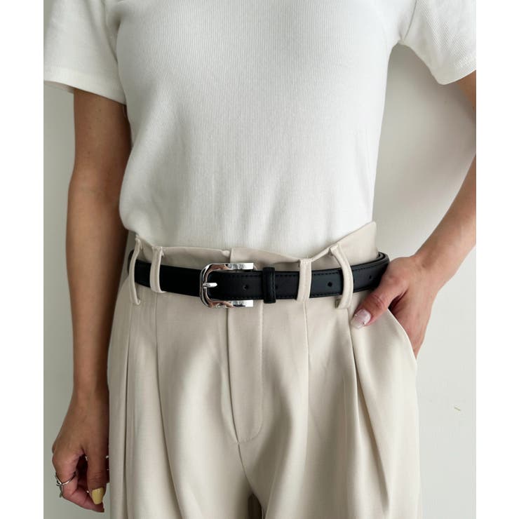 ブラック | 【長さ調整可】シルバーバックルPUベルト | Outfitter lab