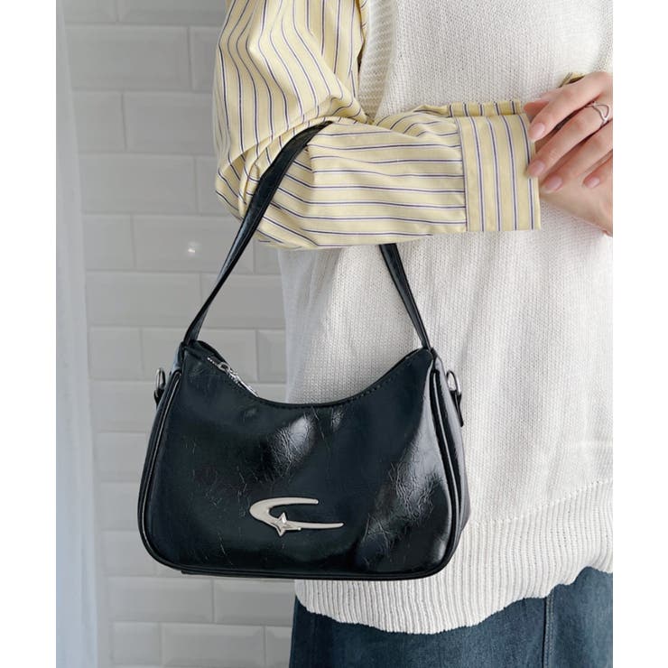 ブラック | メタルモチーフワンハンドルショルダーバッグ | Outfitter lab