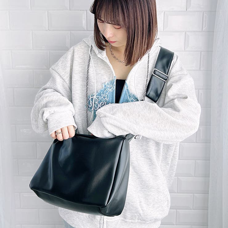 アジャスター付きフェイクレザースクエアショルダーバッグ | Outfitter lab | 詳細画像8 