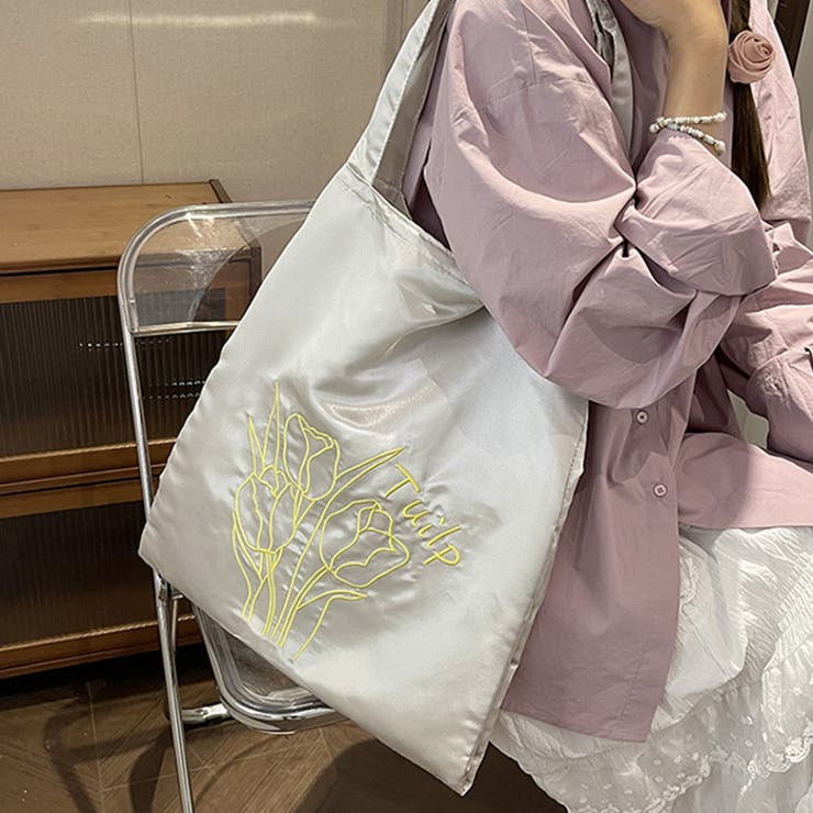 チューリップ刺繍サテントートバッグ | Outfitter lab | 詳細画像6 