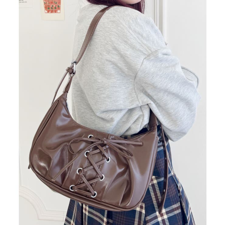 ブラウン | レースアップリボンワンハンドルホーボーバッグ | Outfitter lab