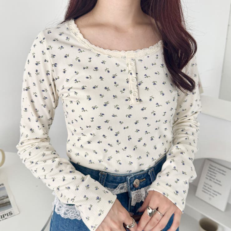 レースフラワーヘンリーネックトップス | Outfitter lab | 詳細画像13 