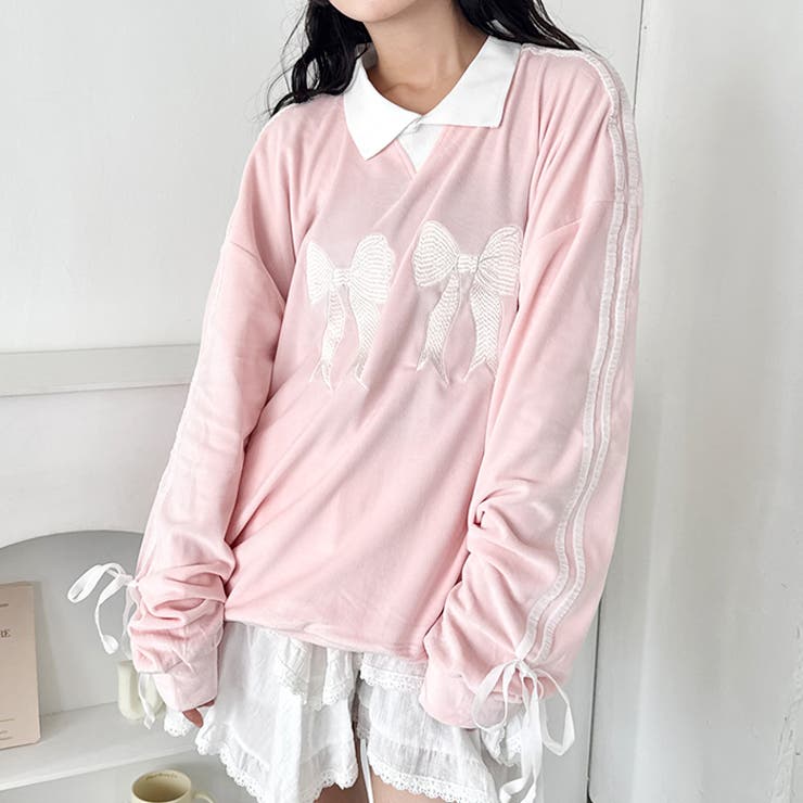 サイドラインリボンベロアラガートップス | Outfitter lab | 詳細画像10 