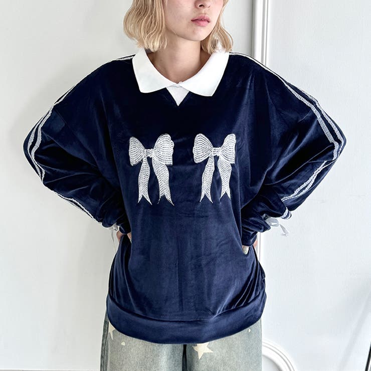 サイドラインリボンベロアラガートップス | Outfitter lab | 詳細画像16 