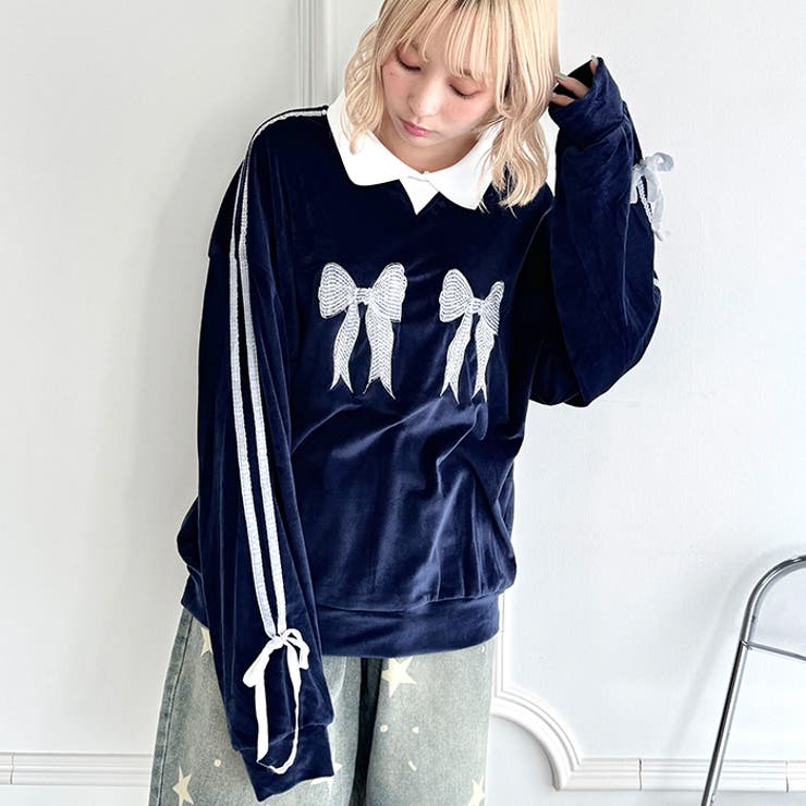 サイドラインリボンベロアラガートップス | Outfitter lab | 詳細画像17 