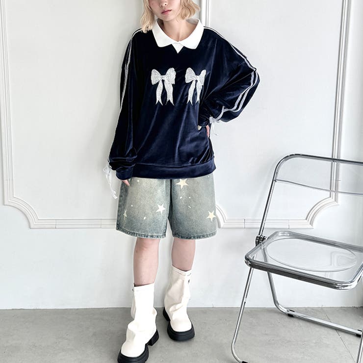 サイドラインリボンベロアラガートップス | Outfitter lab | 詳細画像19 