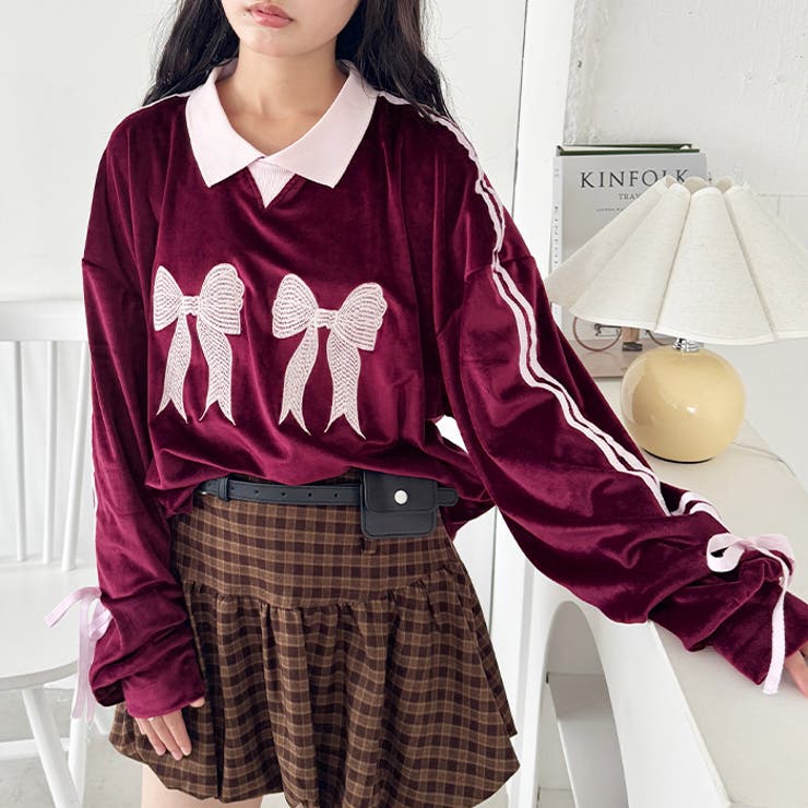 サイドラインリボンベロアラガートップス | Outfitter lab | 詳細画像6 