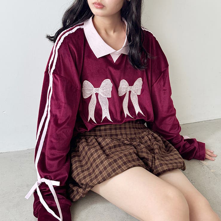 サイドラインリボンベロアラガートップス | Outfitter lab | 詳細画像8 