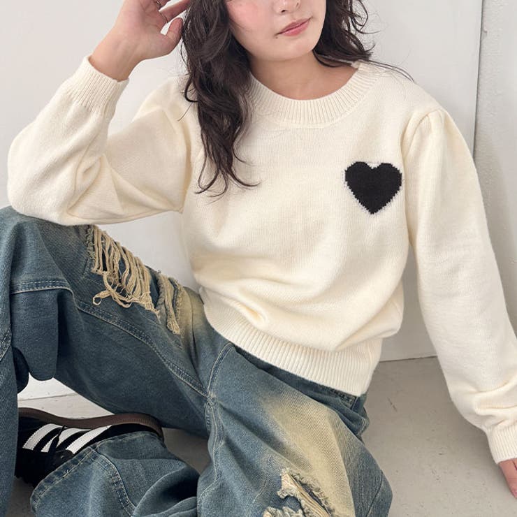 ワンポイントハートニットトップス | Outfitter lab | 詳細画像8 