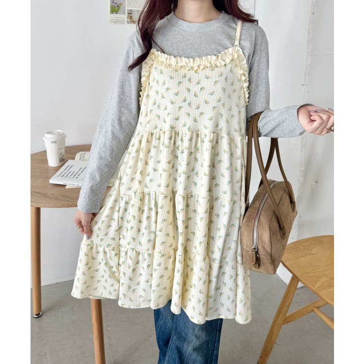 イエロー系その他 | チェック柄フリルティアードチュニック | Outfitter lab