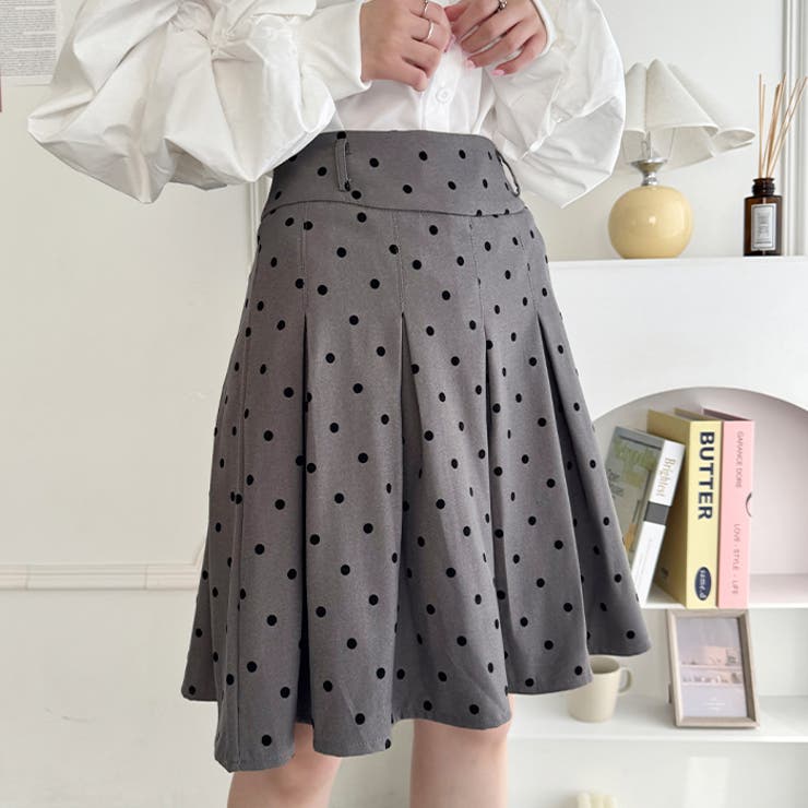 smyeon ミディボックス プリーツスカート ドット Midi box pleats skirt/ミディボックスプリーツスカート