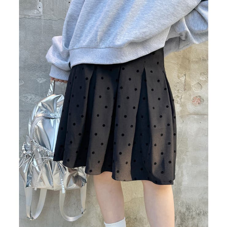 ブラック | ドットプリーツミディスカート | Outfitter lab