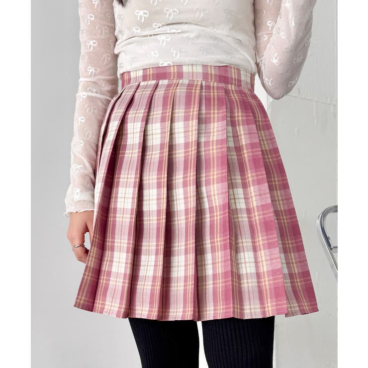 ピンク | チェックプリーツミニスカパン | Outfitter lab