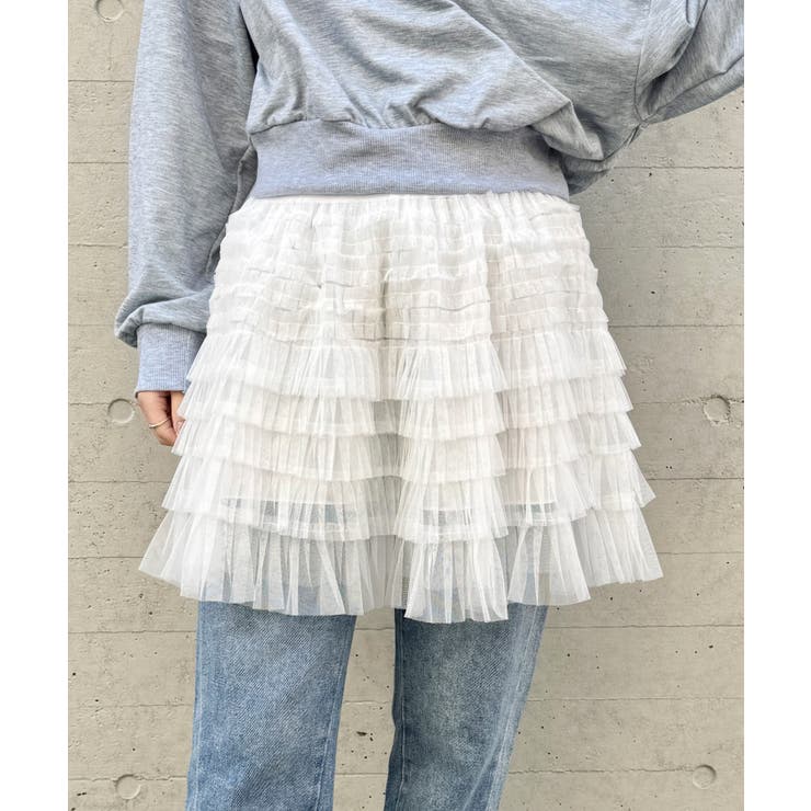 ホワイト | チュールティアードミニスカパン | Outfitter lab