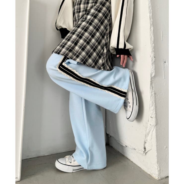 ライトブルー | プチレースサイドラインパンツ | Outfitter lab