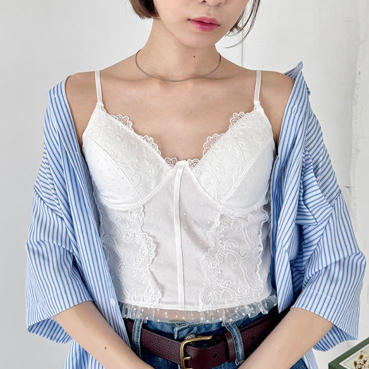 ドットチュールレースランジェリー風キャミソール | Outfitter lab | 詳細画像10 