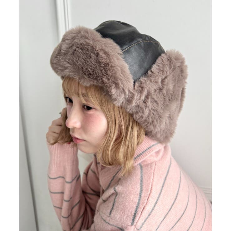 ブラック | フェイクファーPUフライトキャップ | Outfitter lab