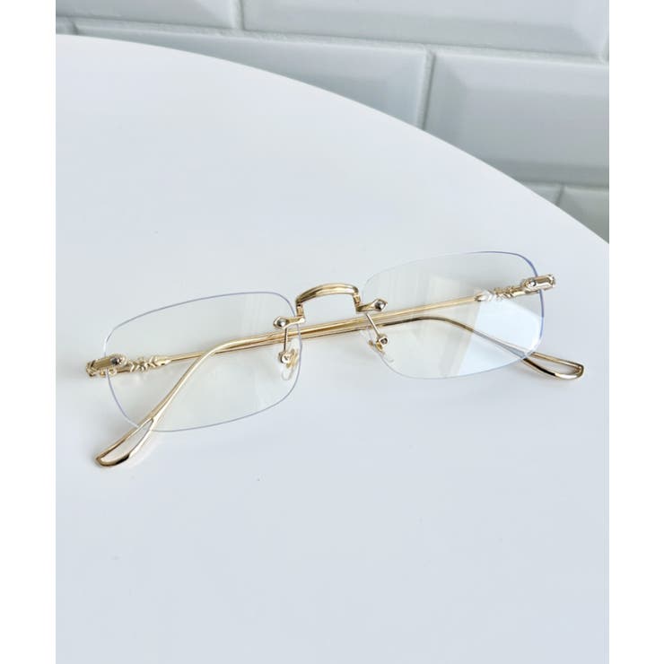 ゴールド | ノンフレームスクエアレンズメガネ | Outfitter lab