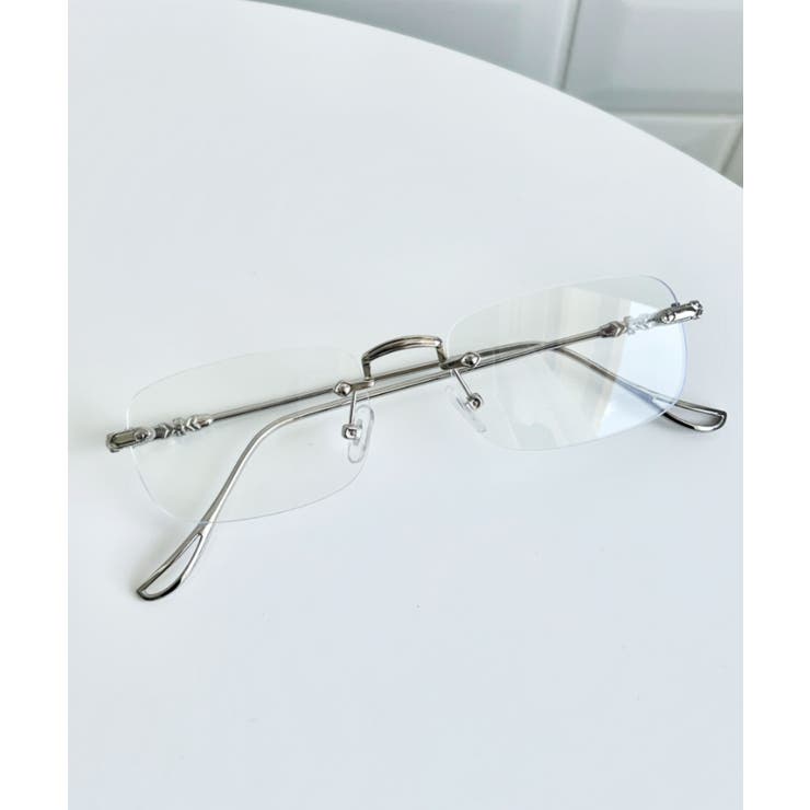 シルバー | ノンフレームスクエアレンズメガネ | Outfitter lab