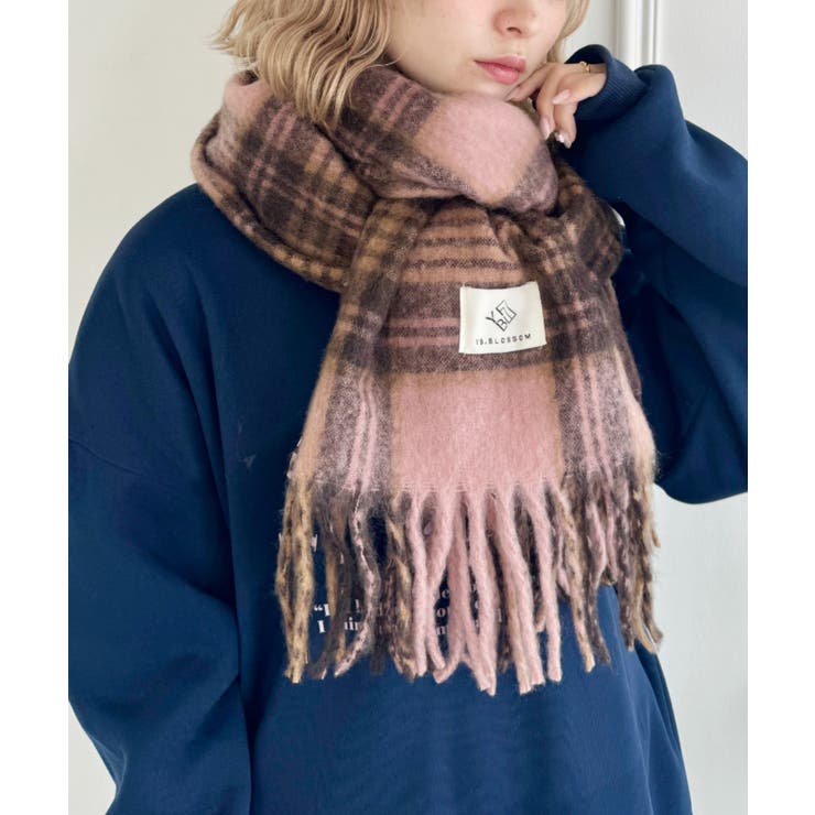 ピンク | ボリュームチェックマフラー | Outfitter lab