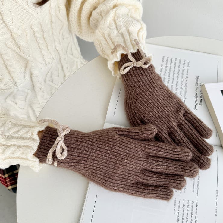 【スマホ対応】バイカラーリボン手袋 | Outfitter lab | 詳細画像23 