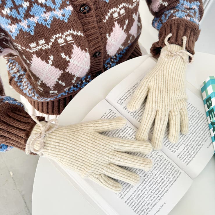 【スマホ対応】バイカラーリボン手袋 | Outfitter lab | 詳細画像5 