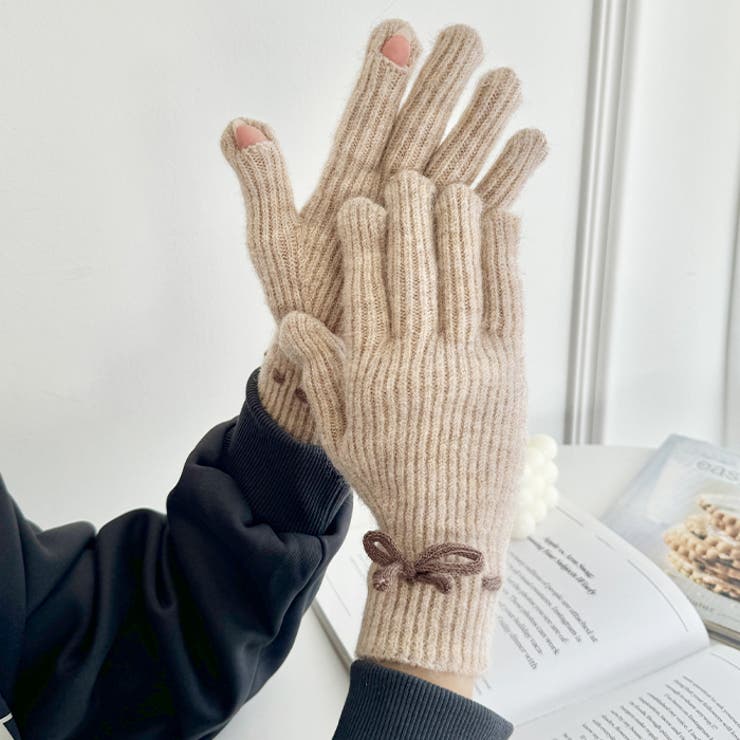 【スマホ対応】バイカラーリボン手袋 | Outfitter lab | 詳細画像29 