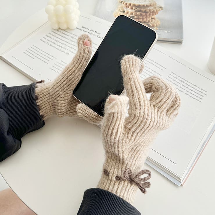 【スマホ対応】バイカラーリボン手袋 | Outfitter lab | 詳細画像31 