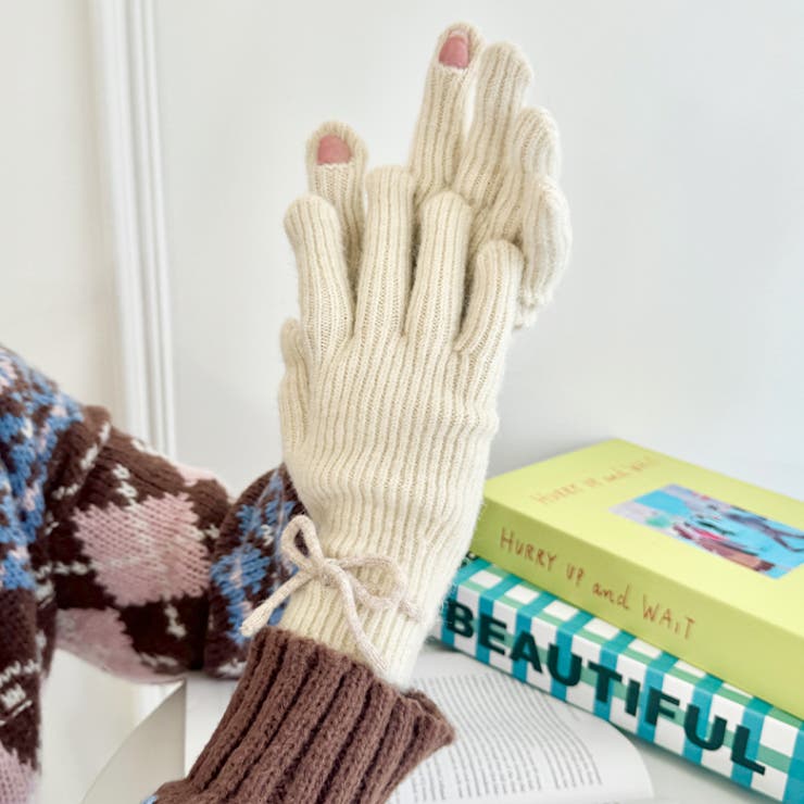 【スマホ対応】バイカラーリボン手袋 | Outfitter lab | 詳細画像7 