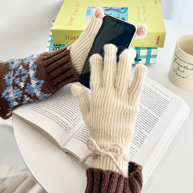 【スマホ対応】バイカラーリボン手袋 | Outfitter lab | 詳細画像9 