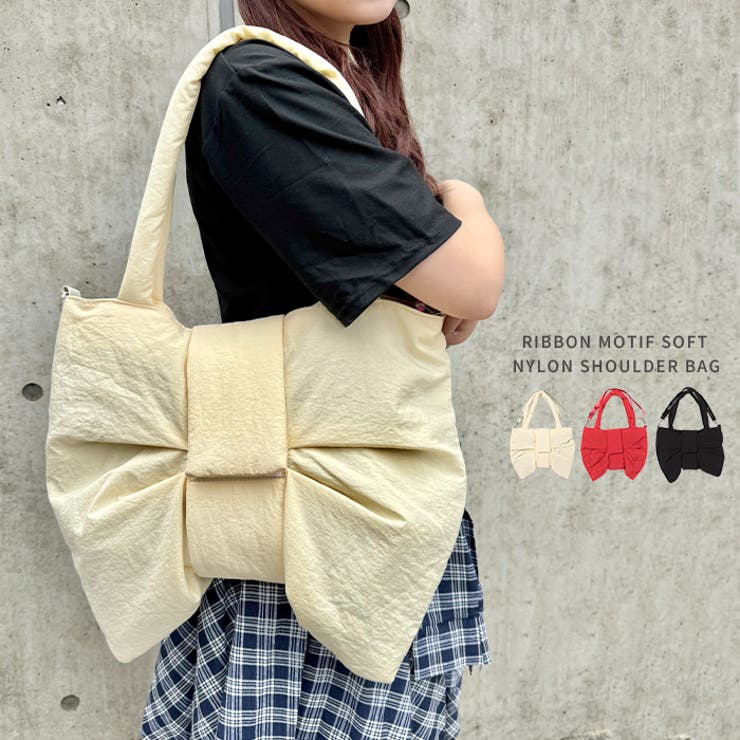 リボンモチーフソフトナイロンショルダーバッグ | Outfitter lab | 詳細画像1 