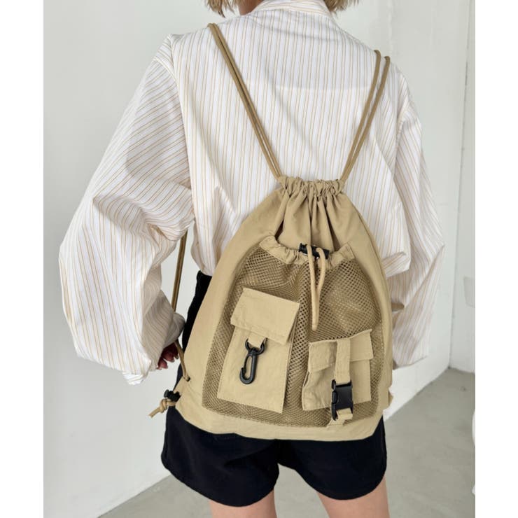 ベージュ | ダブルポケットメッシュナップサック | Outfitter lab