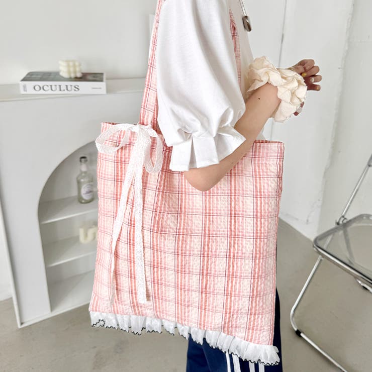 フリルチェックトートバッグ | Outfitter lab | 詳細画像15 