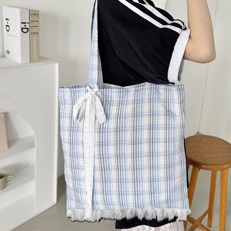 フリルチェックトートバッグ | Outfitter lab | 詳細画像19 