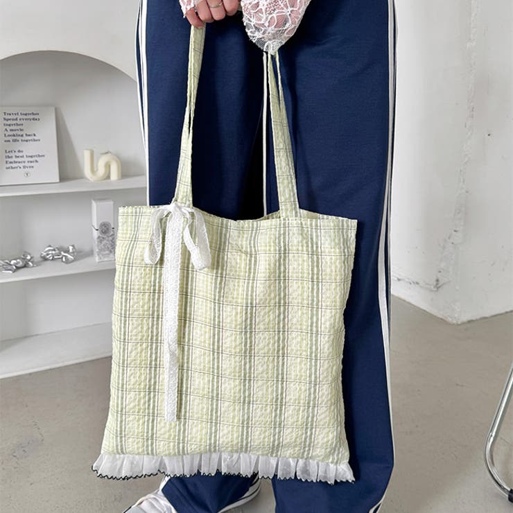 フリルチェックトートバッグ | Outfitter lab | 詳細画像24 