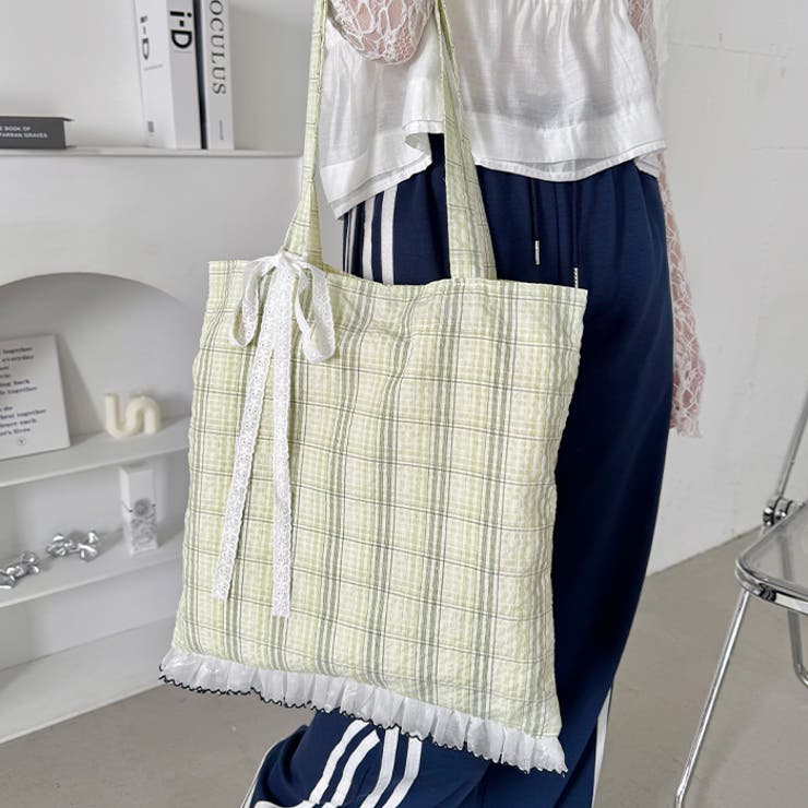 フリルチェックトートバッグ | Outfitter lab | 詳細画像26 