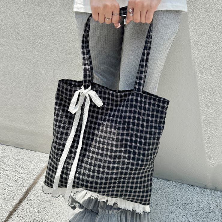 フリルチェックトートバッグ | Outfitter lab | 詳細画像8 