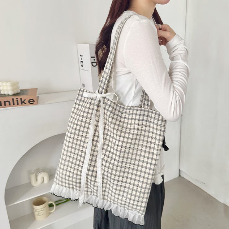 フリルチェックトートバッグ | Outfitter lab | 詳細画像9 
